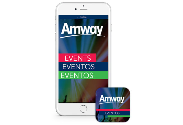 Pantalla aplicación de Eventos Amway. Una App para los Empresarios que han calificado para los viajes de negocios.