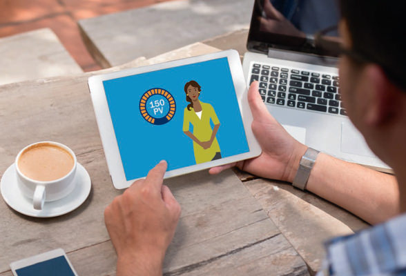  Imagen de una tableta con un curso de Educación Amway que explica cómo desarrollar tu Negocio Amway desde INA Virtual.